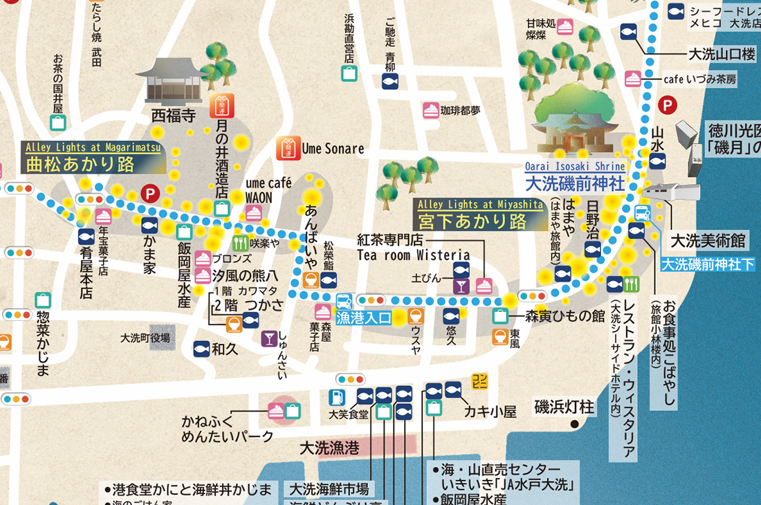 Map of places in Oarai to improve your luck